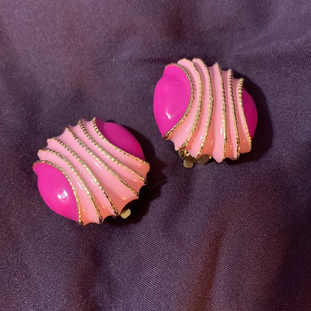 Pink clip on earrings costume jewelry